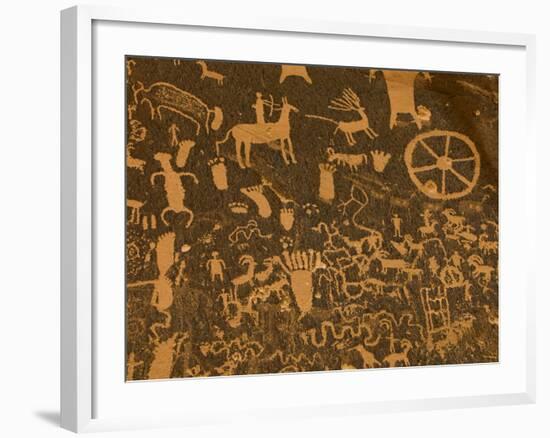 Fremont, Anasazi, Navajo and Anglo Culture Symbols, Newspaper Rock Historical Monument, Utah, Usa-Paul Colangelo-Framed Photographic Print