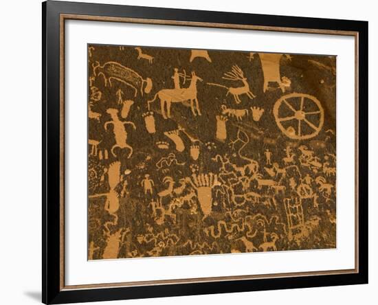 Fremont, Anasazi, Navajo and Anglo Culture Symbols, Newspaper Rock Historical Monument, Utah, Usa-Paul Colangelo-Framed Photographic Print