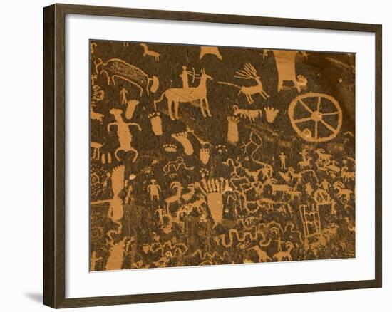 Fremont, Anasazi, Navajo and Anglo Culture Symbols, Newspaper Rock Historical Monument, Utah, Usa-Paul Colangelo-Framed Photographic Print