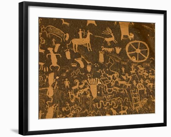 Fremont, Anasazi, Navajo and Anglo Culture Symbols, Newspaper Rock Historical Monument, Utah, Usa-Paul Colangelo-Framed Photographic Print