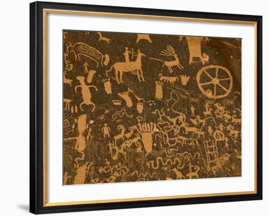 Fremont, Anasazi, Navajo and Anglo Culture Symbols, Newspaper Rock Historical Monument, Utah, Usa-Paul Colangelo-Framed Photographic Print