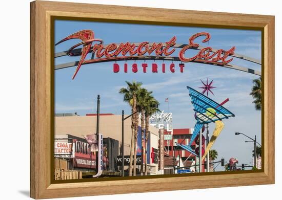 Fremont Street and Neon Sign, Las Vegas, Nevada, United States of America, North America-Michael DeFreitas-Framed Premier Image Canvas