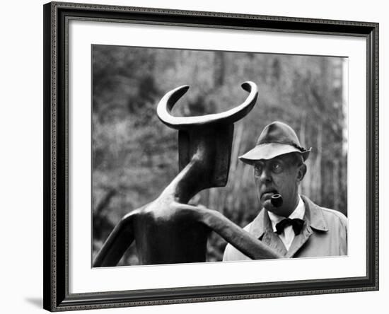 French Actor Jacques Tati Looking at a Sculpture-Yale Joel-Framed Premium Photographic Print