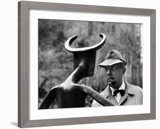 French Actor Jacques Tati Looking at a Sculpture-Yale Joel-Framed Premium Photographic Print