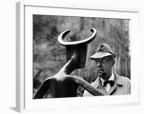 French Actor Jacques Tati Looking at a Sculpture-Yale Joel-Framed Premium Photographic Print