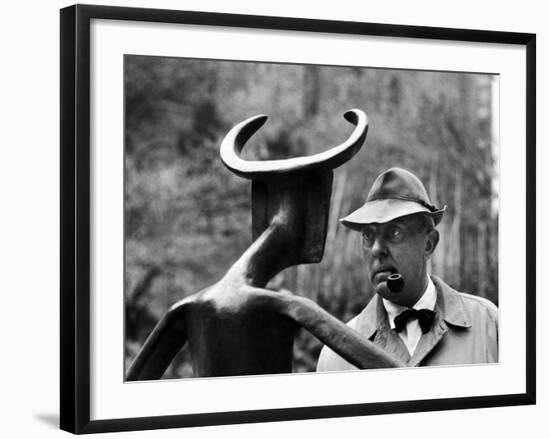 French Actor Jacques Tati Looking at a Sculpture-Yale Joel-Framed Premium Photographic Print