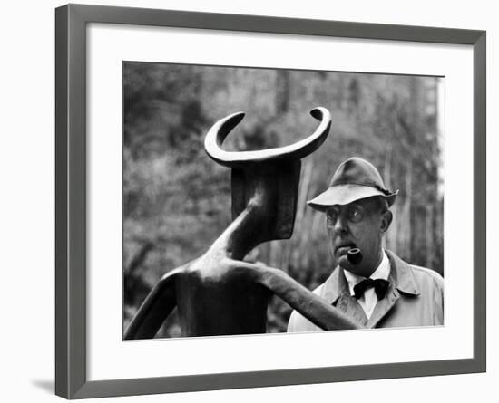 French Actor Jacques Tati Looking at a Sculpture-Yale Joel-Framed Premium Photographic Print