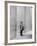 French Actor Jacques Tati Looking at the High Ceiling of an Office Lobby-Yale Joel-Framed Premium Photographic Print