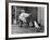 French Actor Jacques Tati Talking to a Couple of Dogs-Yale Joel-Framed Premium Photographic Print