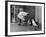 French Actor Jacques Tati Talking to a Couple of Dogs-Yale Joel-Framed Premium Photographic Print