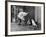 French Actor Jacques Tati Talking to a Couple of Dogs-Yale Joel-Framed Premium Photographic Print