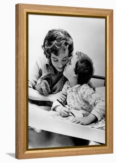 French Actress Micheline Presle with Daughter Tonie Marshall (7) August 9, 1958-null-Framed Stretched Canvas