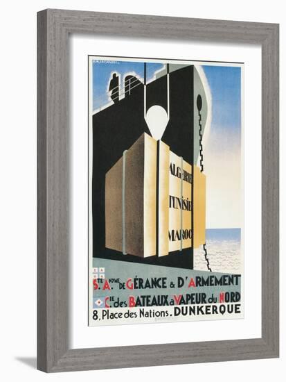 French Ad for Steamship Line Port, Dunkirk-null-Framed Giclee Print