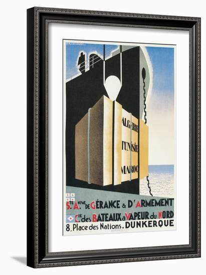 French Ad for Steamship Line Port, Dunkirk-null-Framed Giclee Print