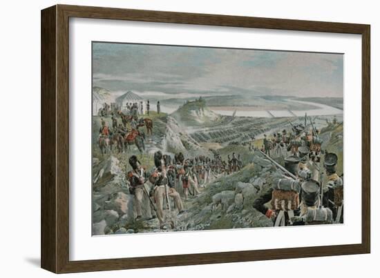 French Army Crossing the Niemen-Felicien Baron De Myrbach-rheinfeld-Framed Giclee Print