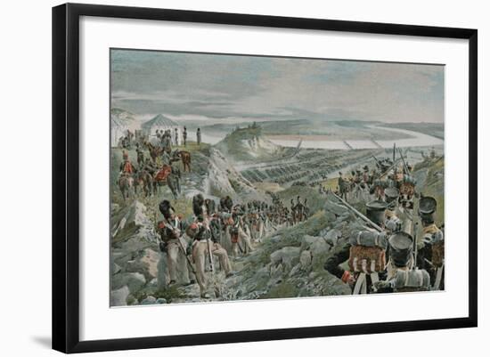 French Army Crossing the Niemen-Felicien Baron De Myrbach-rheinfeld-Framed Giclee Print