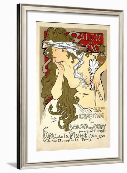 French Art Nouveau Poster "Salon des Cent 20th Exhibition" by Alphonse Mucha, 1896-Piddix-Framed Art Print