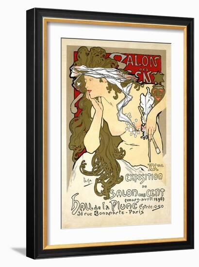 French Art Nouveau Poster "Salon des Cent 20th Exhibition" by Alphonse Mucha, 1896-Piddix-Framed Art Print