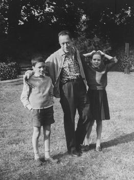 French Author Albert Camus Poised Standing on Lawn, Arms around His Twins  Jean and Catherine' Premium Photographic Print - Loomis Dean | Art.com