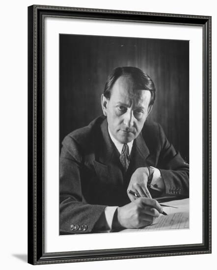 French Author Andre Malraux Working in His Office at RPF Headquarters-Tony Linck-Framed Premium Photographic Print