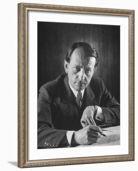 French Author Andre Malraux Working in His Office at RPF Headquarters-Tony Linck-Framed Premium Photographic Print