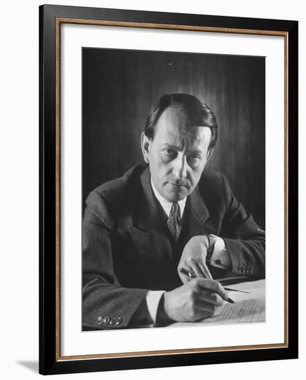 French Author Andre Malraux Working in His Office at RPF Headquarters-Tony Linck-Framed Premium Photographic Print