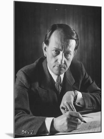 French Author Andre Malraux Working in His Office at RPF Headquarters-Tony Linck-Mounted Premium Photographic Print