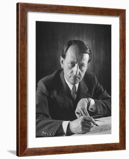 French Author Andre Malraux Working in His Office at RPF Headquarters-Tony Linck-Framed Premium Photographic Print