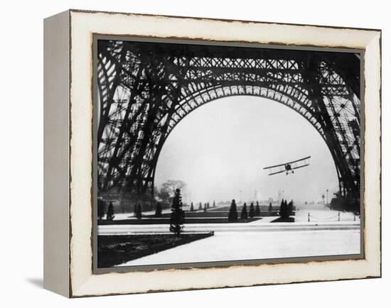 French Aviator Lieutenant Collot Successfully Flies His Biplane Beneath the Tour Eiffel-null-Framed Premier Image Canvas