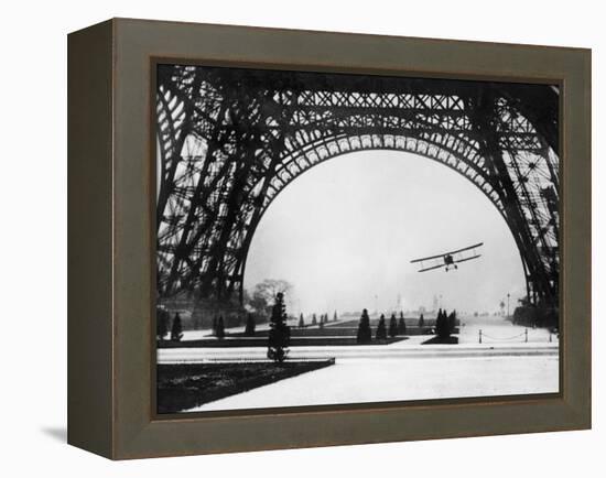 French Aviator Lieutenant Collot Successfully Flies His Biplane Beneath the Tour Eiffel-null-Framed Premier Image Canvas