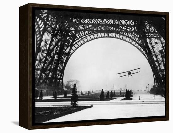 French Aviator Lieutenant Collot Successfully Flies His Biplane Beneath the Tour Eiffel-null-Framed Premier Image Canvas