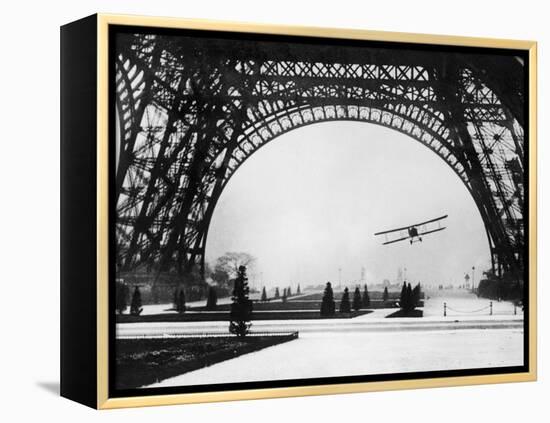 French Aviator Lieutenant Collot Successfully Flies His Biplane Beneath the Tour Eiffel-null-Framed Premier Image Canvas