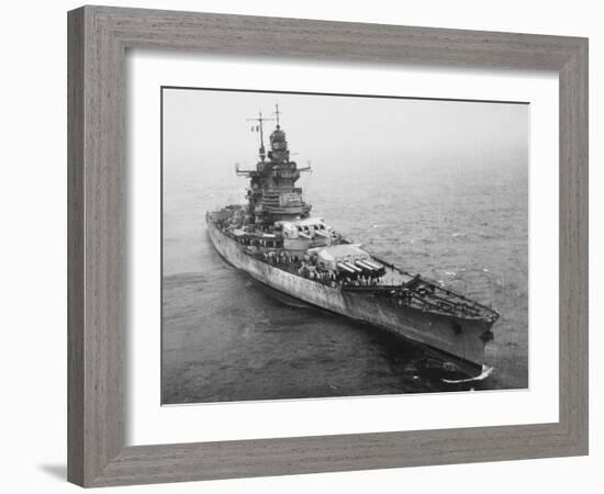 French Battleship the 'Richelieu' Off New York City During World War Ii-Robert Hunt-Framed Photographic Print