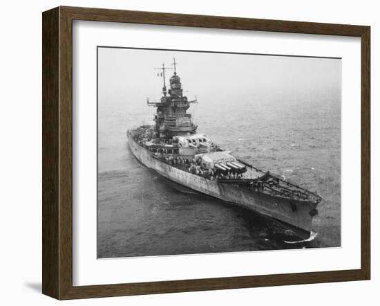 French Battleship the 'Richelieu' Off New York City During World War Ii-Robert Hunt-Framed Photographic Print