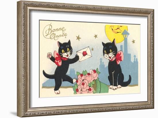 French Black Cats, Bonne Annee-null-Framed Art Print