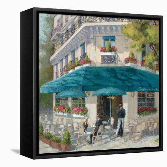 French Blue Café 1-Jill Schultz McGannon-Framed Stretched Canvas