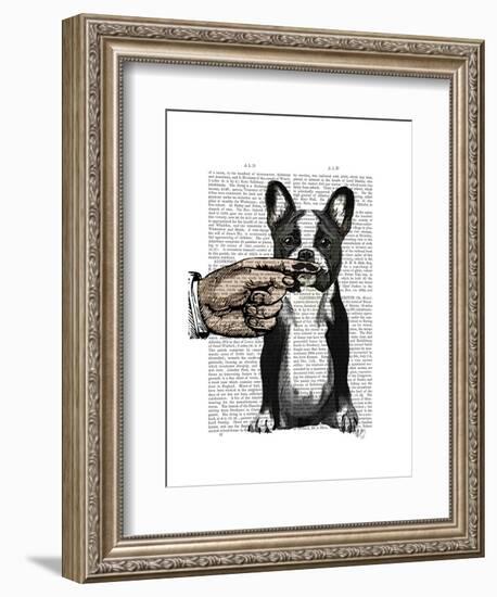 French Bulldog and Finger Moustache-Fab Funky-Framed Art Print