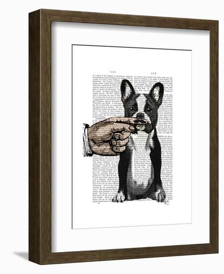 French Bulldog and Finger Moustache-Fab Funky-Framed Art Print