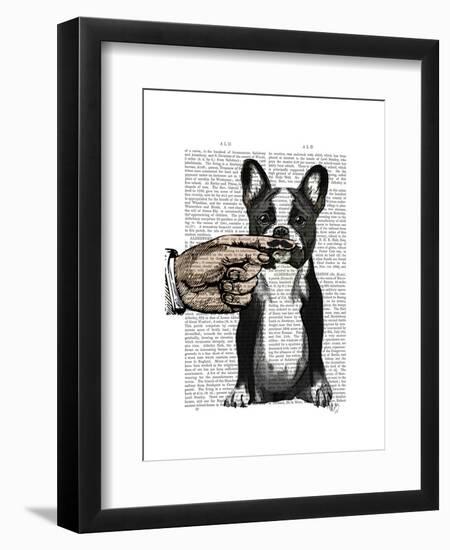 French Bulldog and Finger Moustache-Fab Funky-Framed Art Print