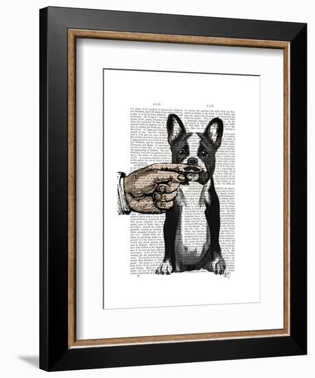 French Bulldog and Finger Moustache-Fab Funky-Framed Art Print
