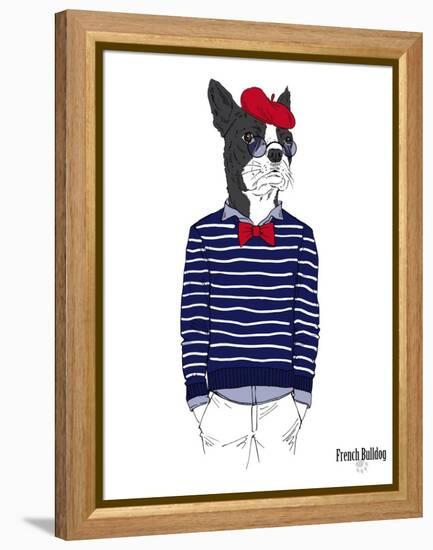 French Bulldog in French Style-Olga Angellos-Framed Stretched Canvas