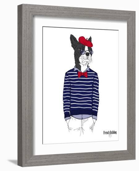 French Bulldog in French Style-Olga Angellos-Framed Art Print