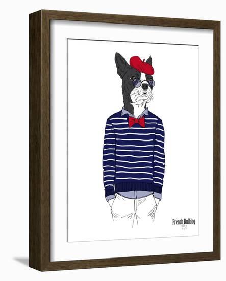 French Bulldog in French Style-Olga Angellos-Framed Art Print