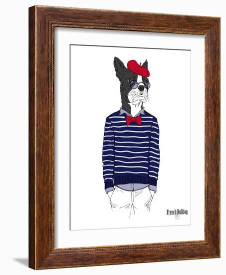 French Bulldog in French Style-Olga Angellos-Framed Art Print