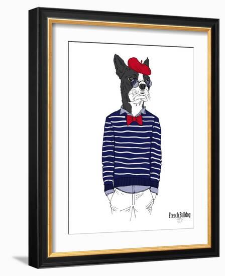 French Bulldog in French Style-Olga Angellos-Framed Art Print