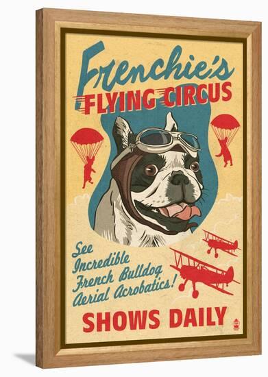 French Bulldog - Retro Flying Circus Ad-Lantern Press-Framed Stretched Canvas