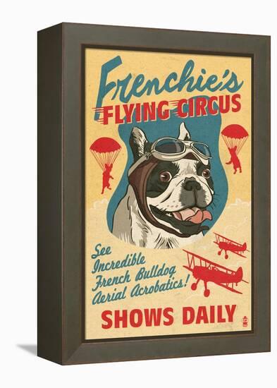French Bulldog - Retro Flying Circus Ad-Lantern Press-Framed Stretched Canvas