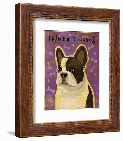 French Bulldog (White Brindle)-John W^ Golden-Framed Art Print