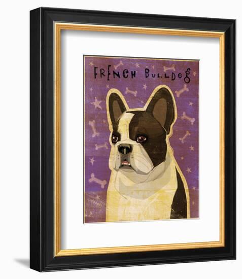 French Bulldog (White Brindle)-John W^ Golden-Framed Art Print