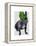 French Bulldog with Green Top Hat and Moustache-Fab Funky-Framed Stretched Canvas